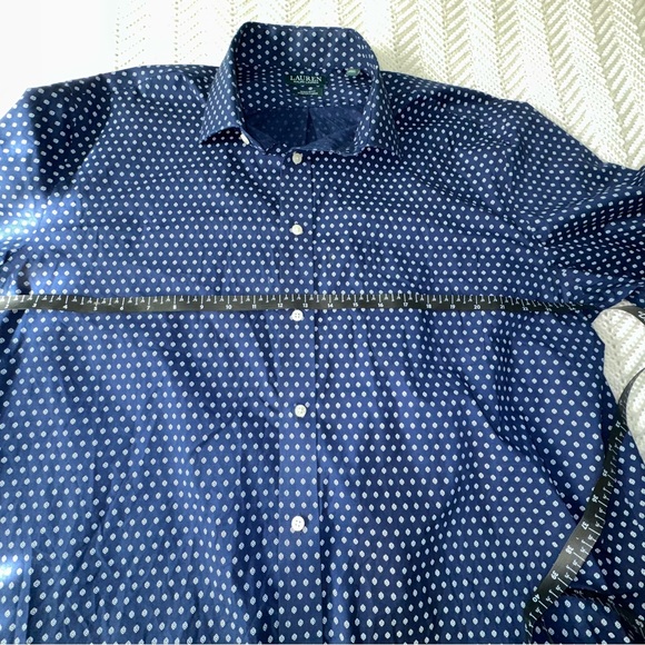 Lauren Ralph Lauren Men's Blue and White Button Down Shirt - 2XL - Picture 5 of 7
